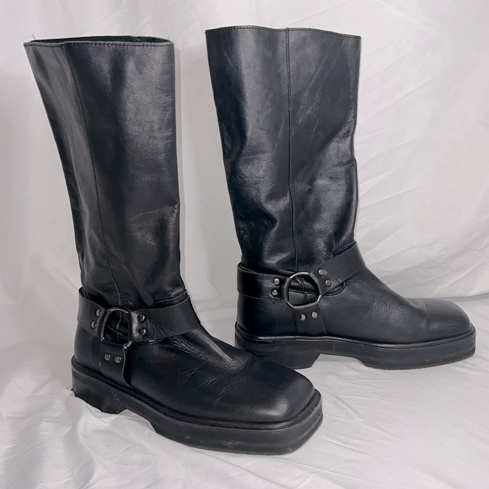 ASOS DESIGN Chili premium leather harness knee boots